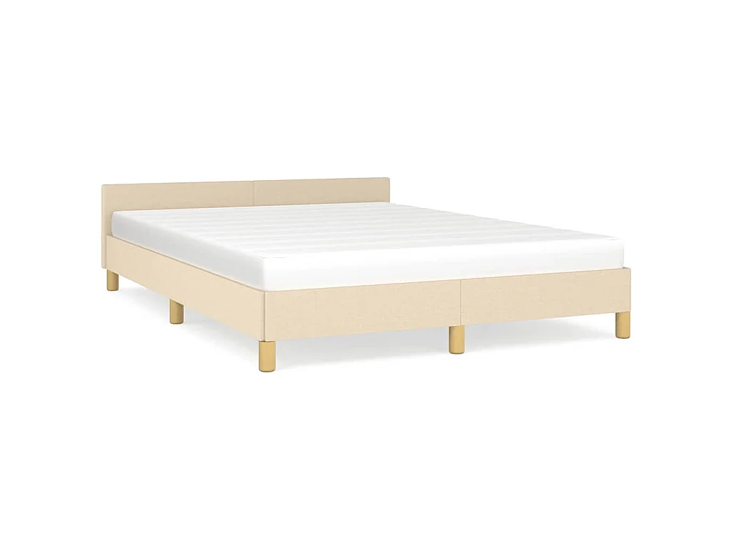 Cadre de lit sans matelas crème 140x200 cm tissu