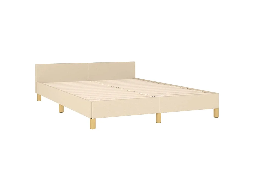 Cadre de lit sans matelas crème 140x200 cm tissu