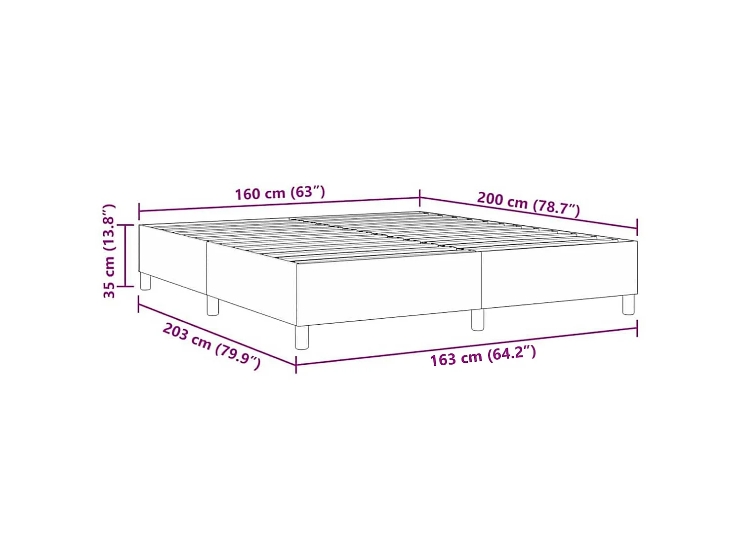 Struttura letto piattaforma Grigio scuro 160 x 200 cm
