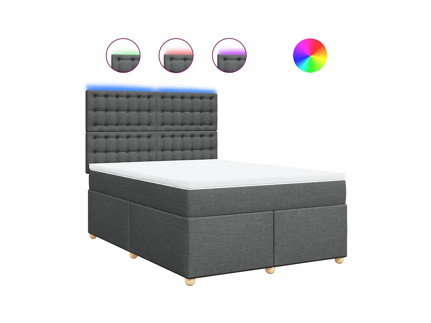 Boxspringbett mit Matratze Dunkelgrau 140x190 cm Stoff