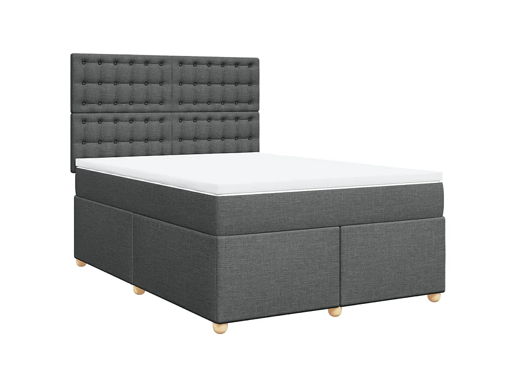 Boxspring met matras stof donkergrijs 140x190 cm