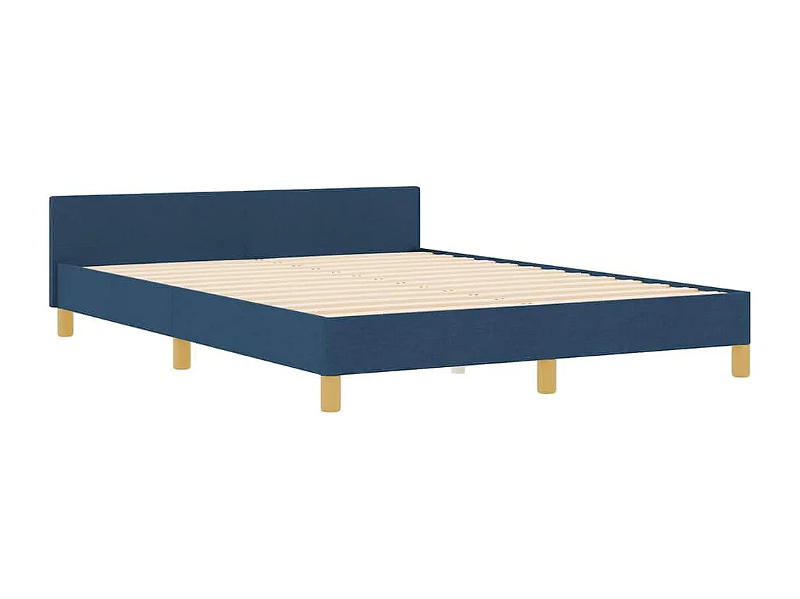 Cadre de lit avec tête de lit Bleu 140 x 200 cm tissu