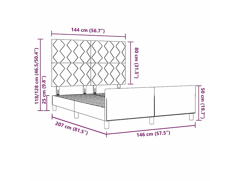 Bettgestell mit Kopfteil Blau 140 x 200 cm Stoff