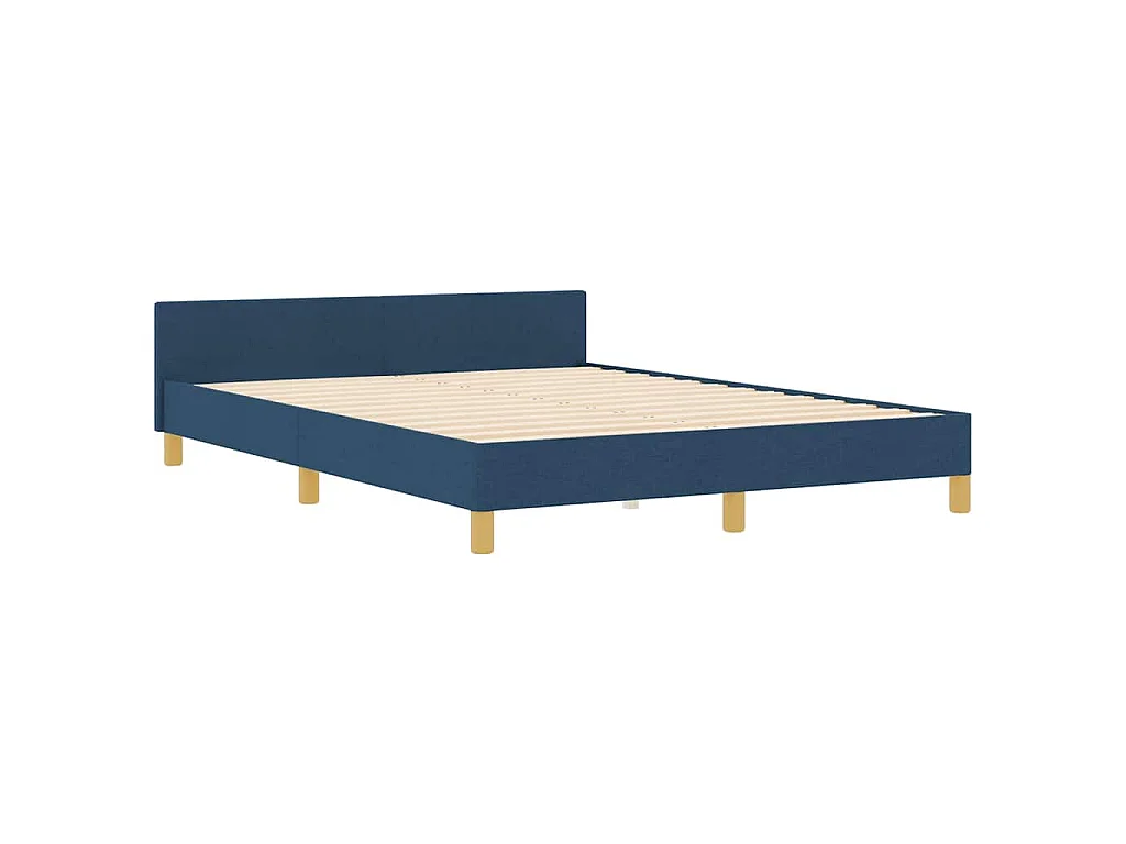Bettgestell mit Kopfteil Blau 140 x 200 cm Stoff
