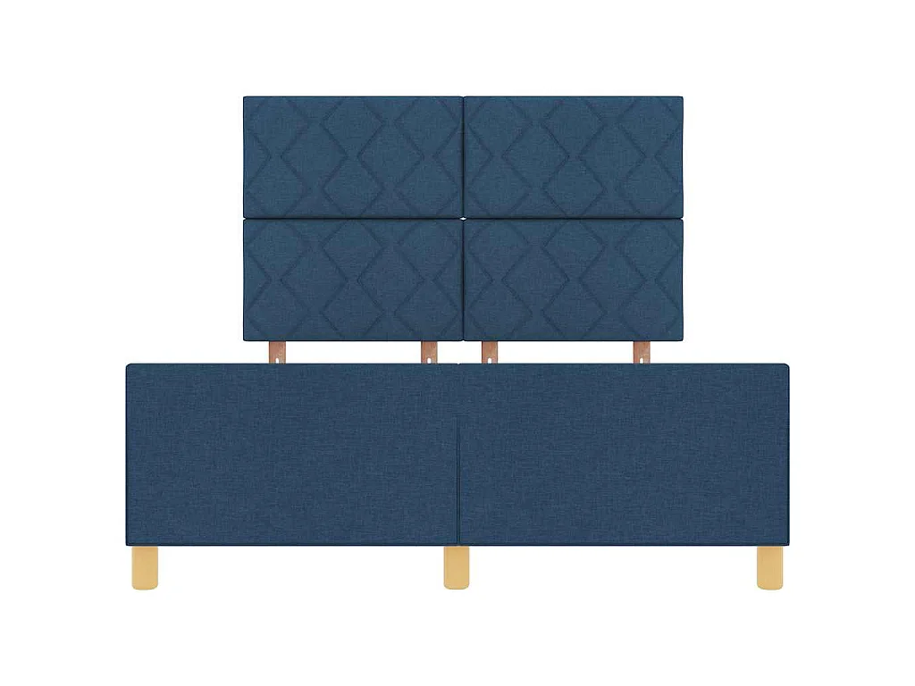 Bettgestell mit Kopfteil Blau 140 x 200 cm Stoff