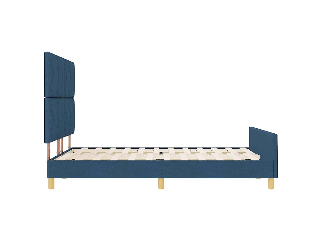 Bettgestell mit Kopfteil Blau 140 x 200 cm Stoff