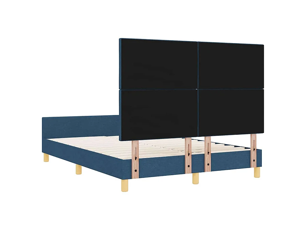 Bettgestell mit Kopfteil Blau 140 x 200 cm Stoff