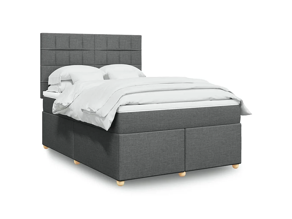 Sommier à lattes de lit avec matelas Gris foncé 140x200cm Tissu