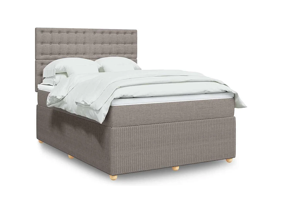 Boxspring met matras stof taupe 140x200 cm