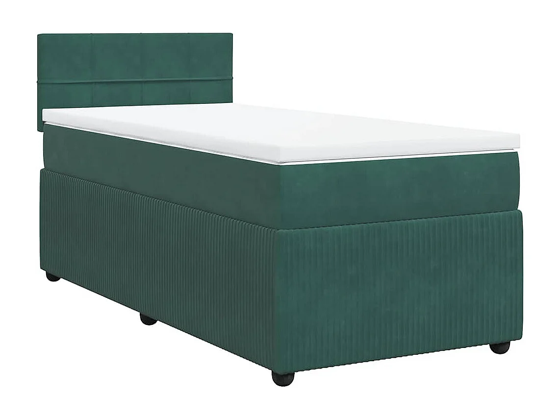 Cama box spring con colchón terciopelo verde oscuro 90x200 cm