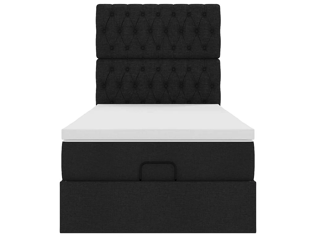 Ottoman-Bett mit Matratze Schwarz 100x200 cm Stoff