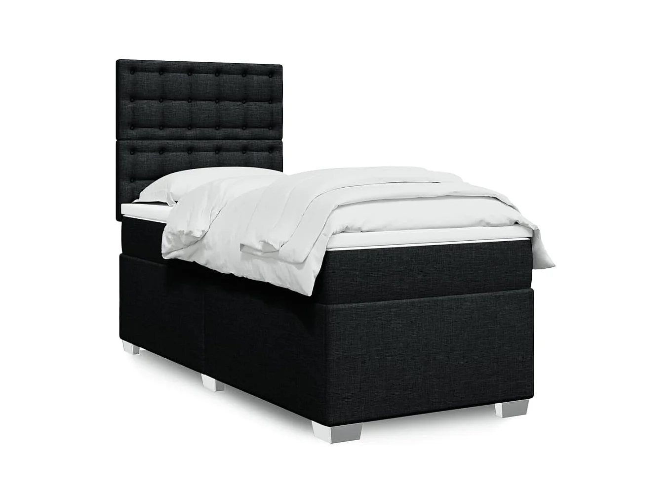 Cama com molas/colchão 90x200 cm tecido preto