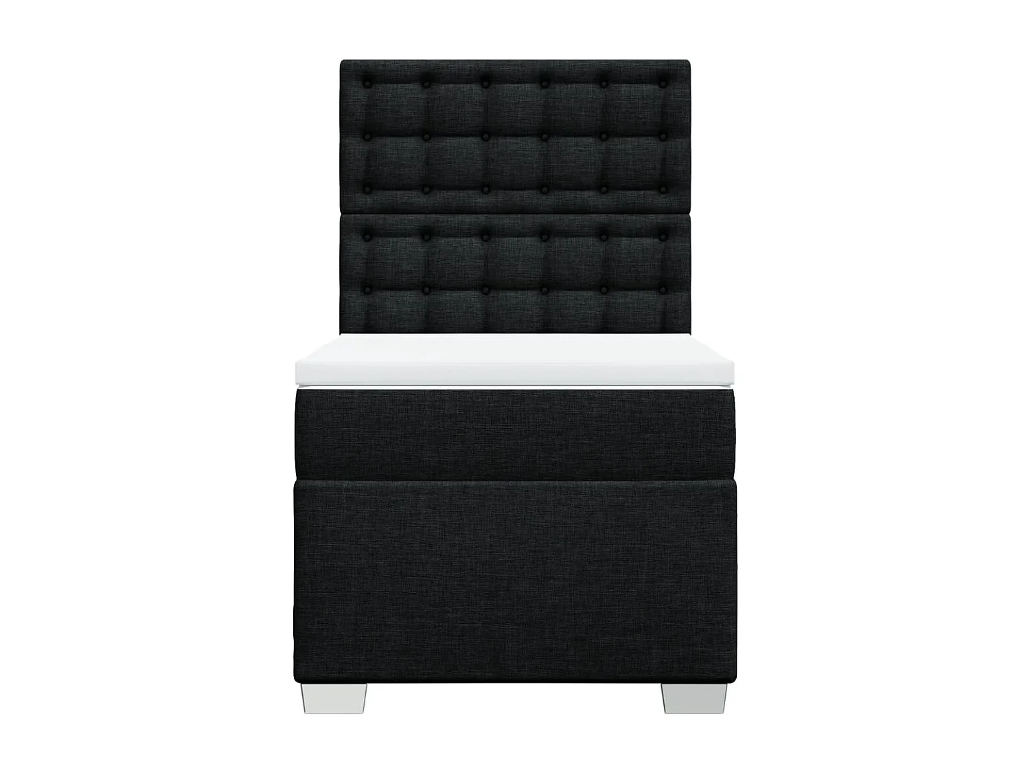 Cama box spring con colchón tela negro 90x200 cm