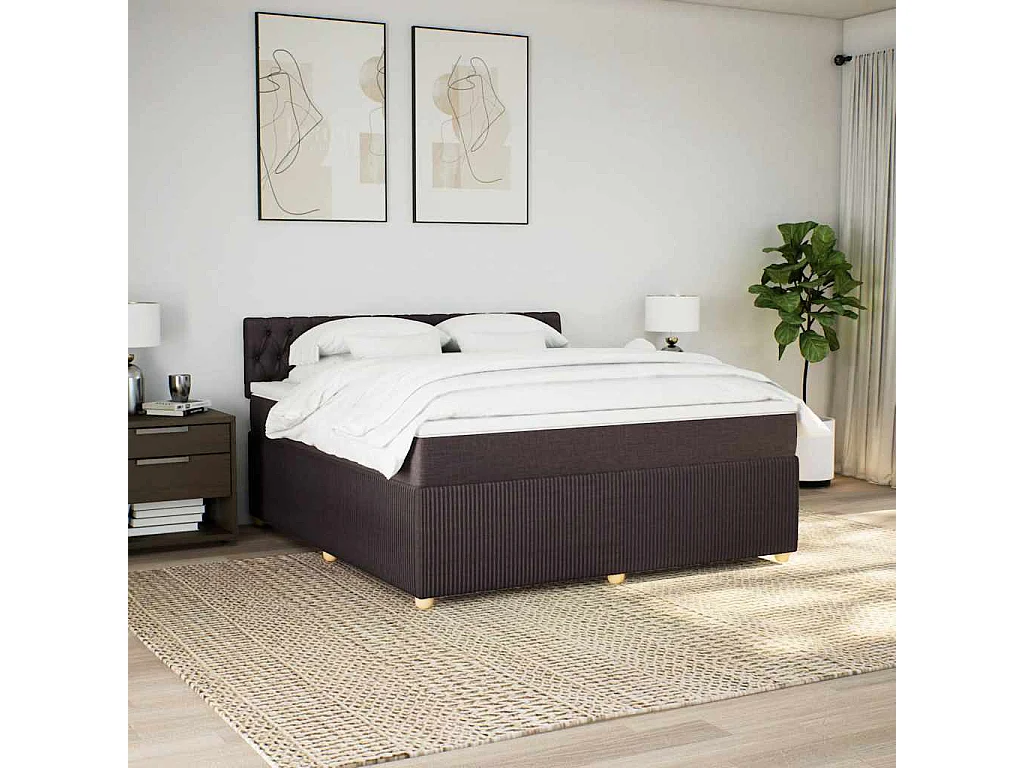 Sommier à lattes de lit avec matelas Marron foncé 180x200 cm