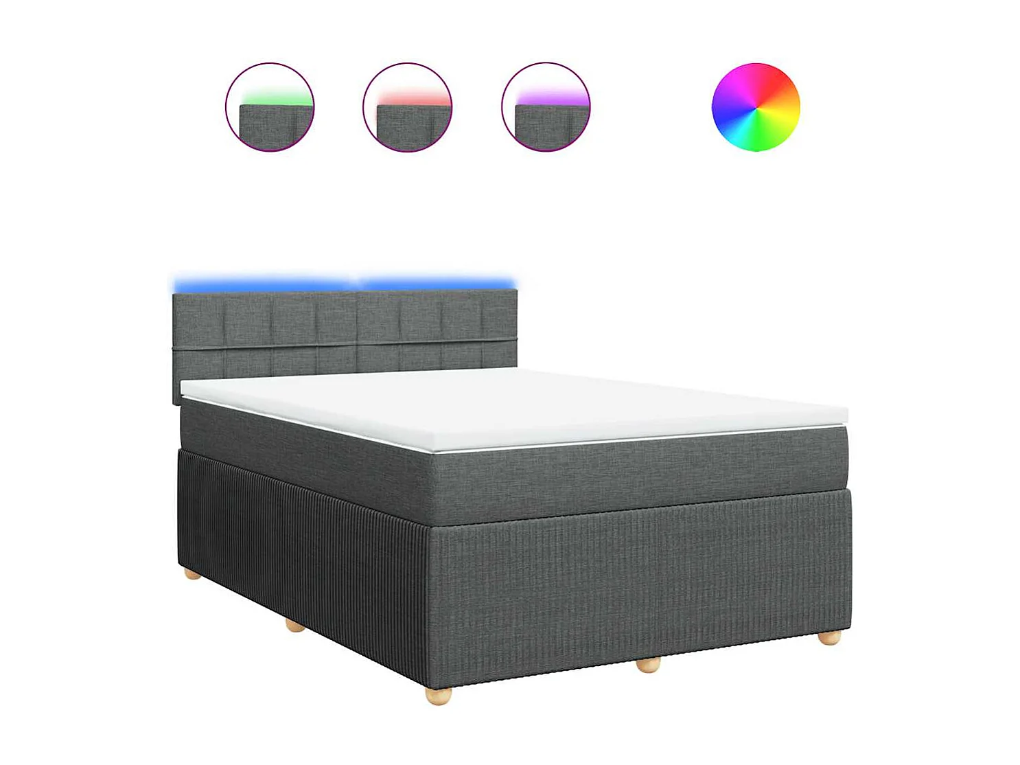 Sommier à lattes de lit avec matelas Gris foncé 140x190cm Tissu