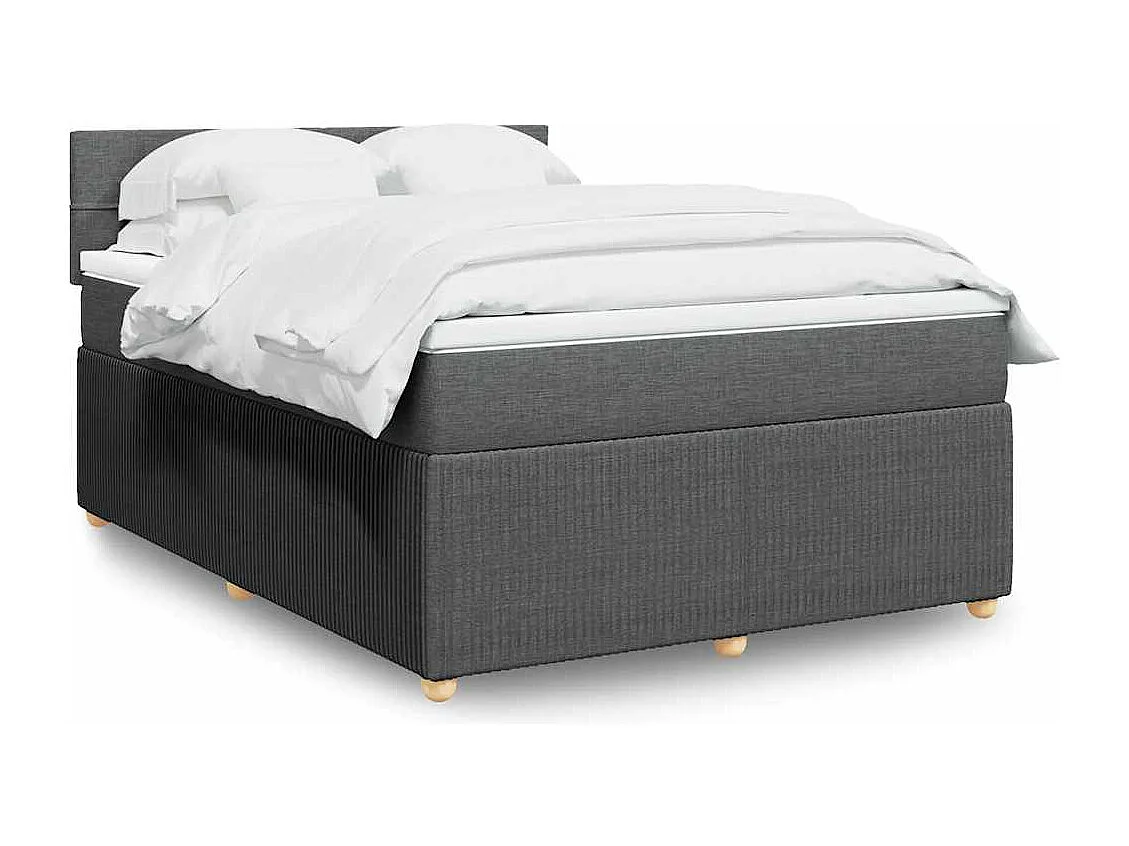 Sommier à lattes de lit avec matelas Gris foncé 140x190cm Tissu