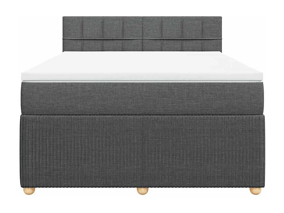 Sommier à lattes de lit avec matelas Gris foncé 140x190cm Tissu