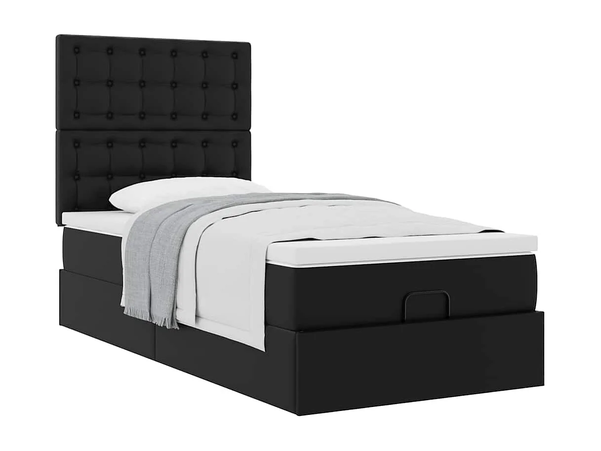 Ottomaanse bed met matras 90x200cm kunstleer zwart