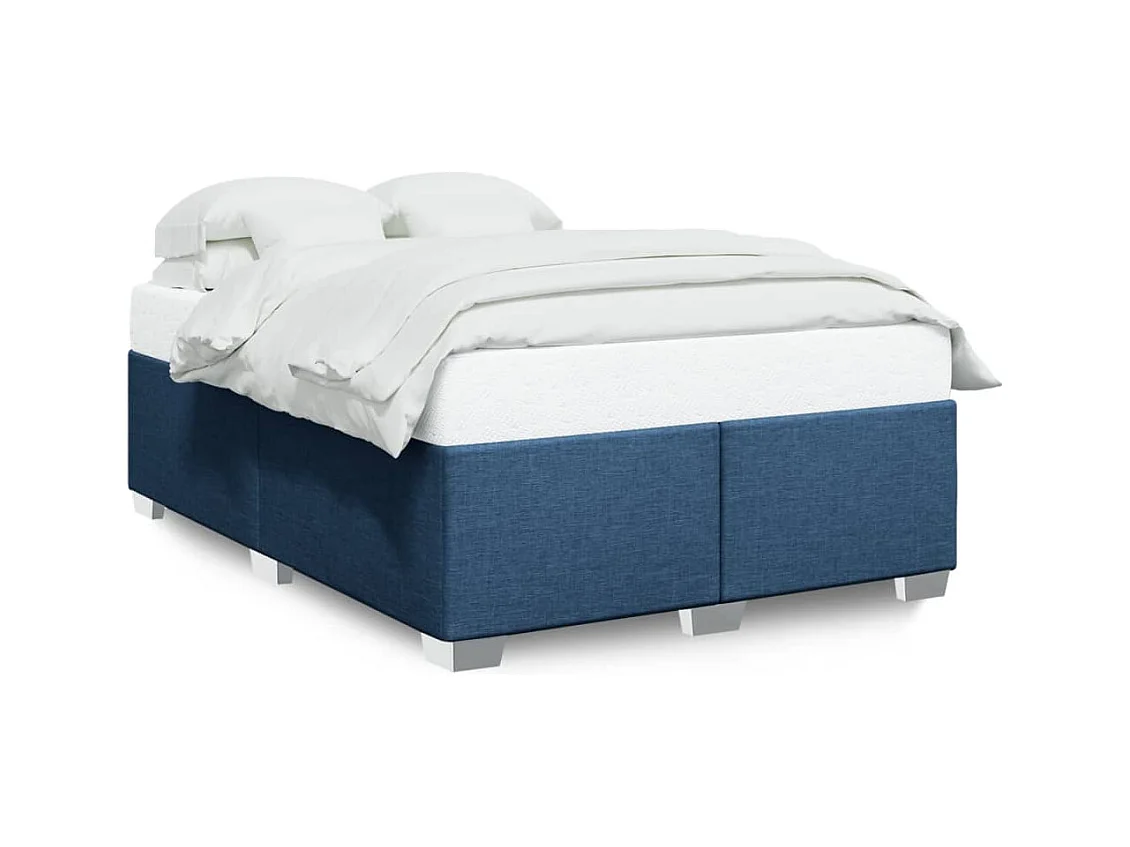Cadre de lit sans matelas bleu 160x200 cm tissu