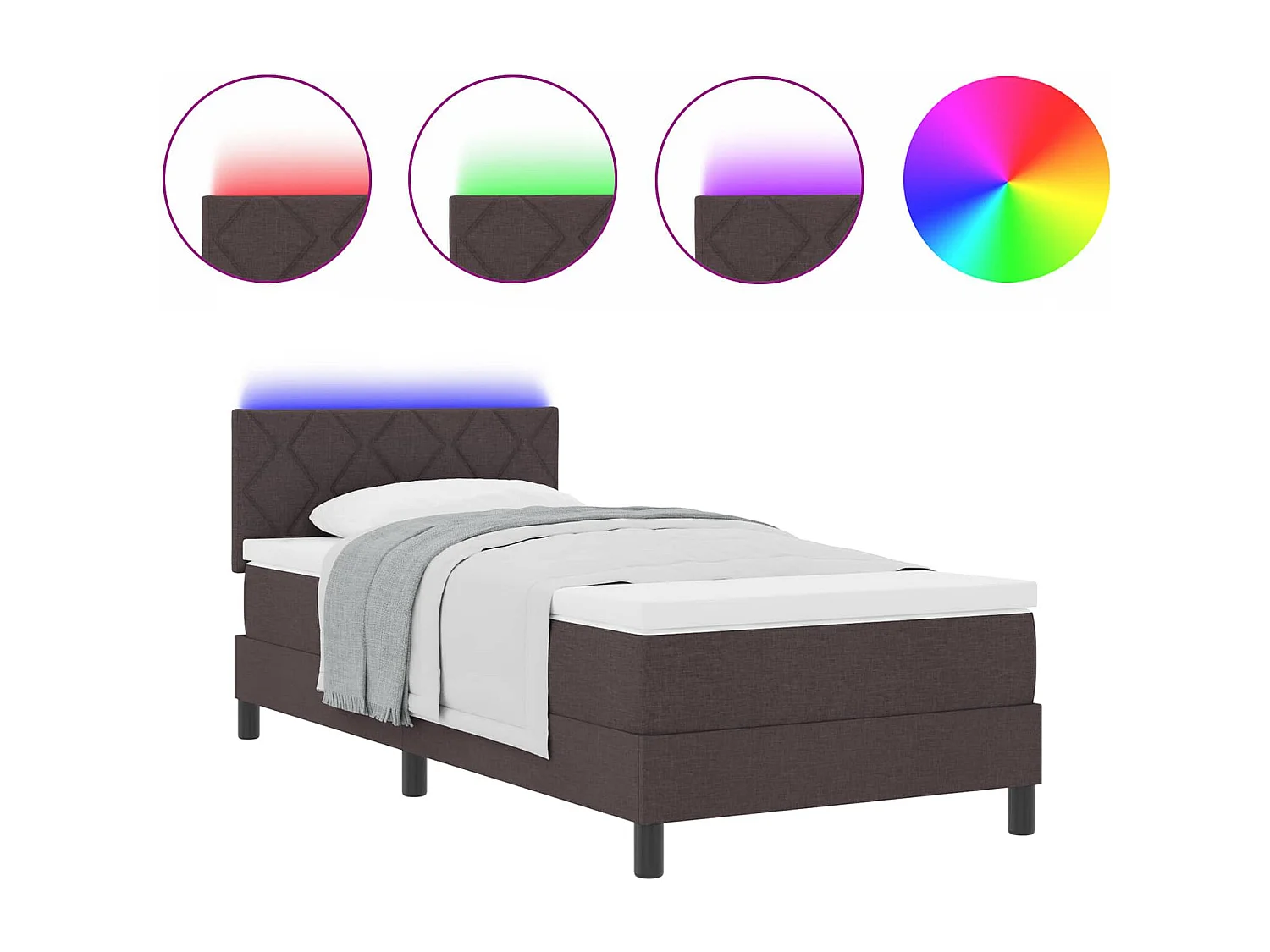 Boxspring bed met matras Donkerbruin 90 x 200 cm Stof