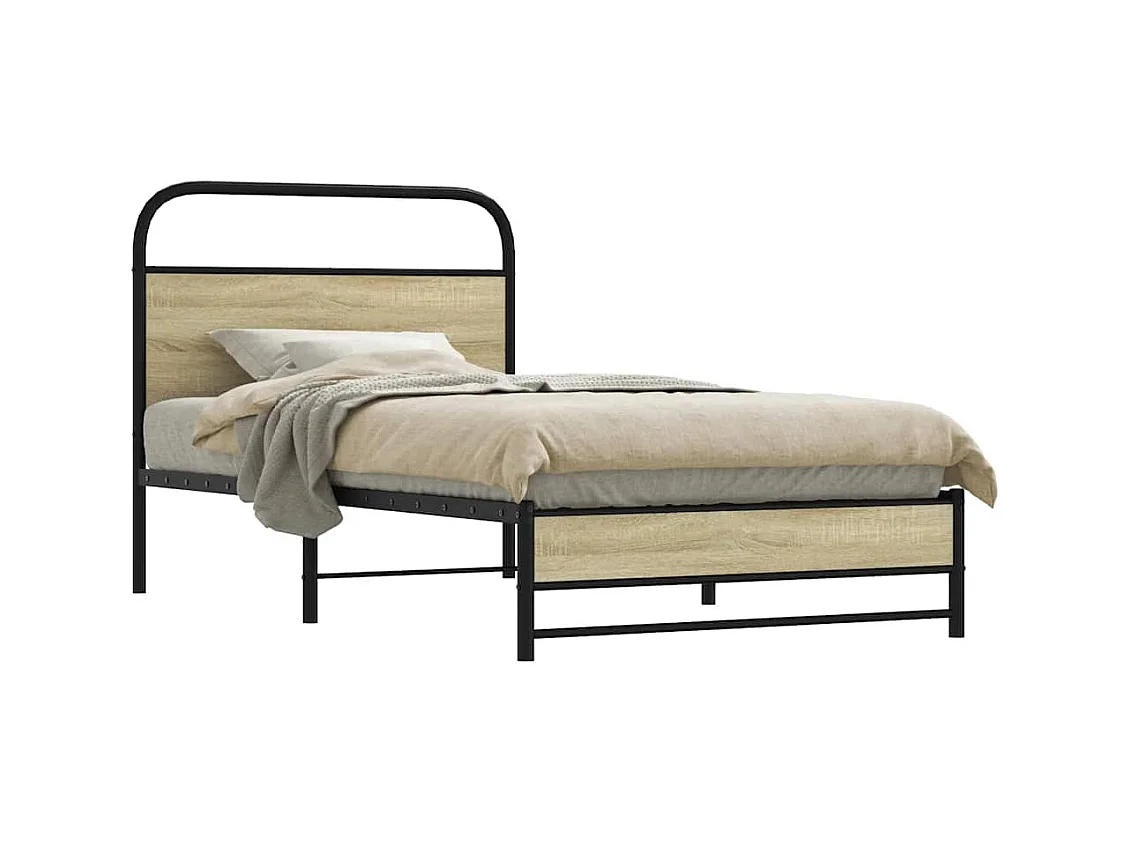 Bettgestell ohne Matratze 100x190 cm Sonoma-Eiche Holzwerkstoff