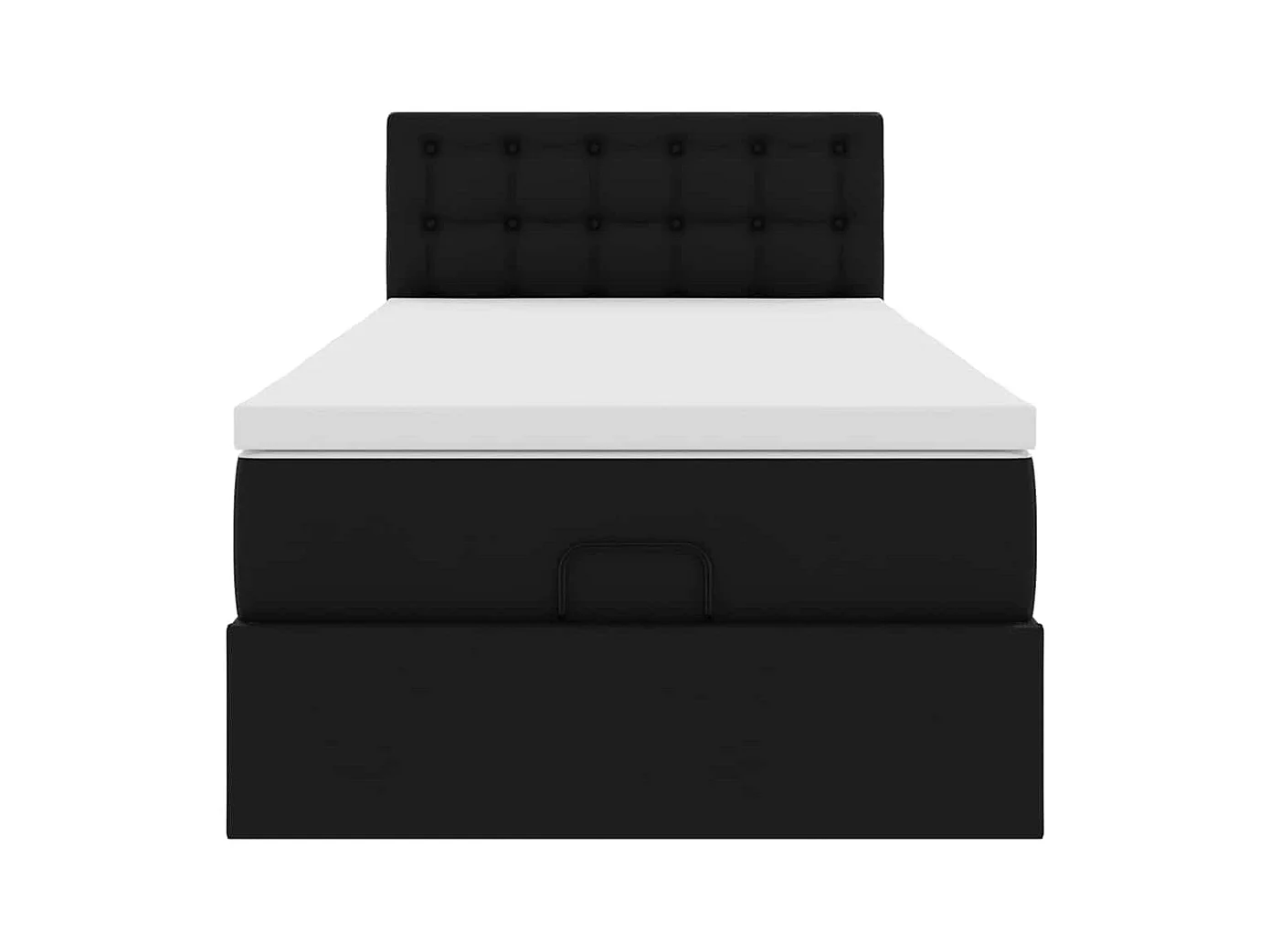 Ottoman-Bett mit Matratzen & LEDs Schwarz 100x200 cm Kunstleder