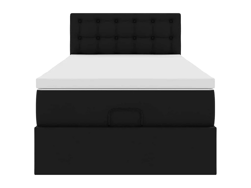 Struttura Letto Pouf con Materasso Nero 100x200 cm Similpelle