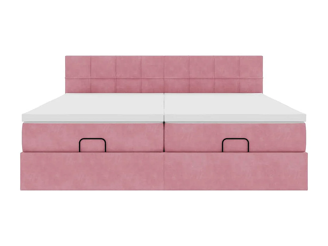 Cadre de lit ottoman avec matelas rose 180x200 cm velours