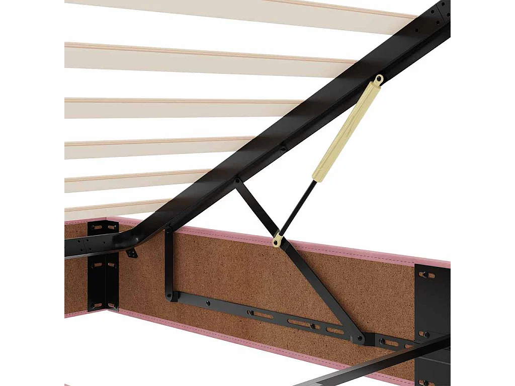 Cadre de lit ottoman avec matelas rose 180x200 cm velours