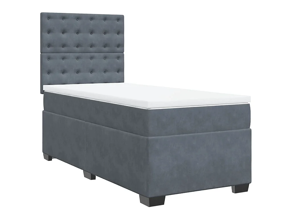 Sommier à lattes de lit et matelas Gris foncé 90x200 cm Velours