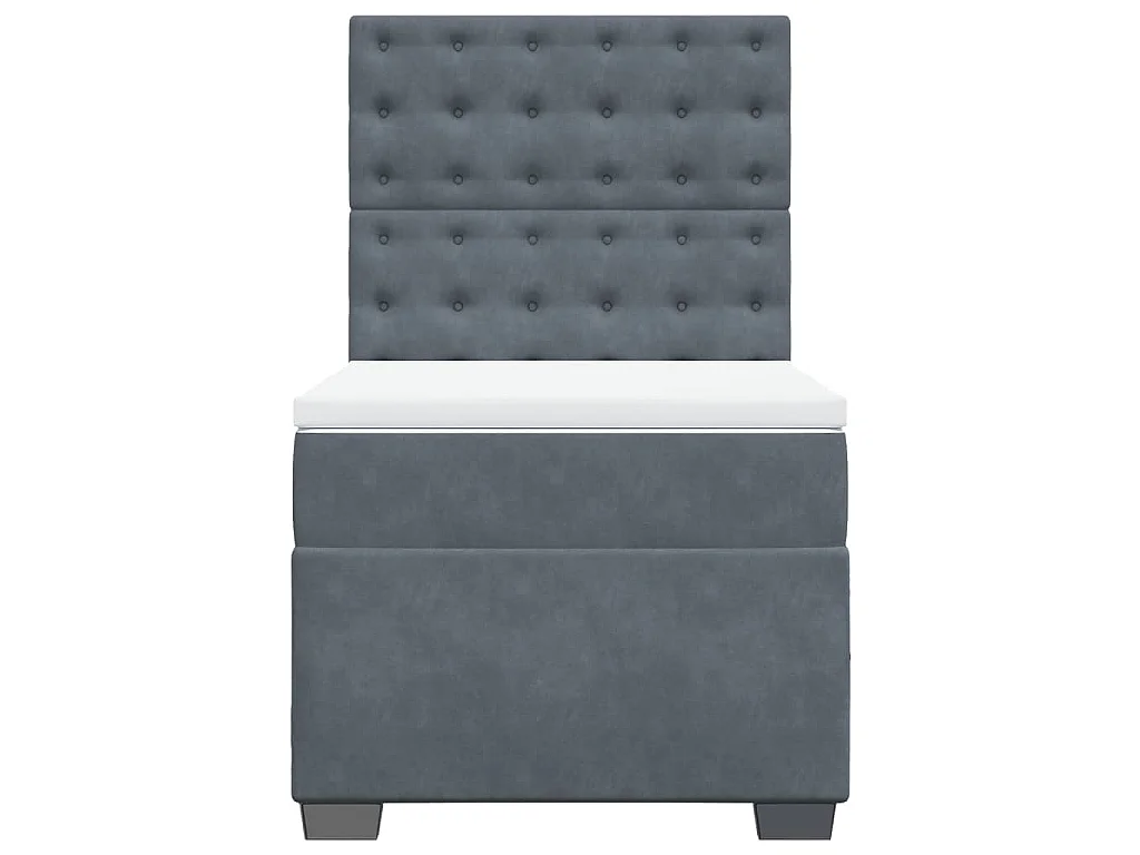 Sommier à lattes de lit et matelas Gris foncé 90x200 cm Velours