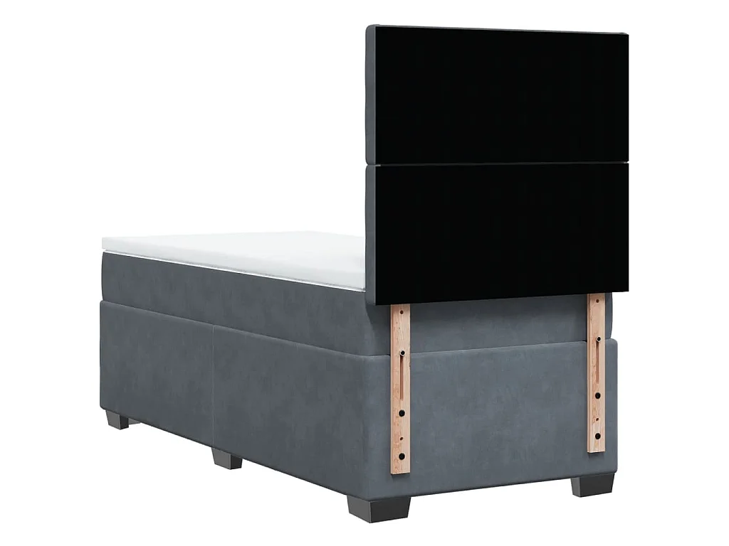 Sommier à lattes de lit et matelas Gris foncé 90x200 cm Velours
