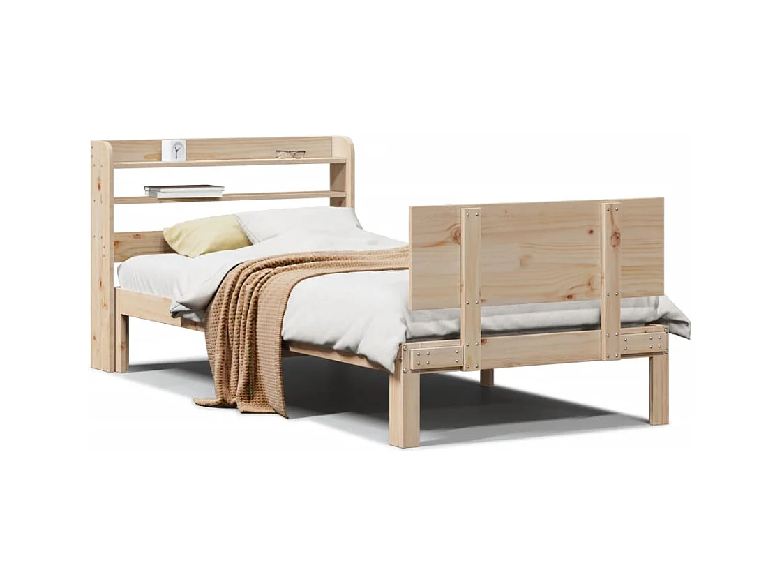 Bedframe met hoofdbord massief grenenhout 100x200 cm