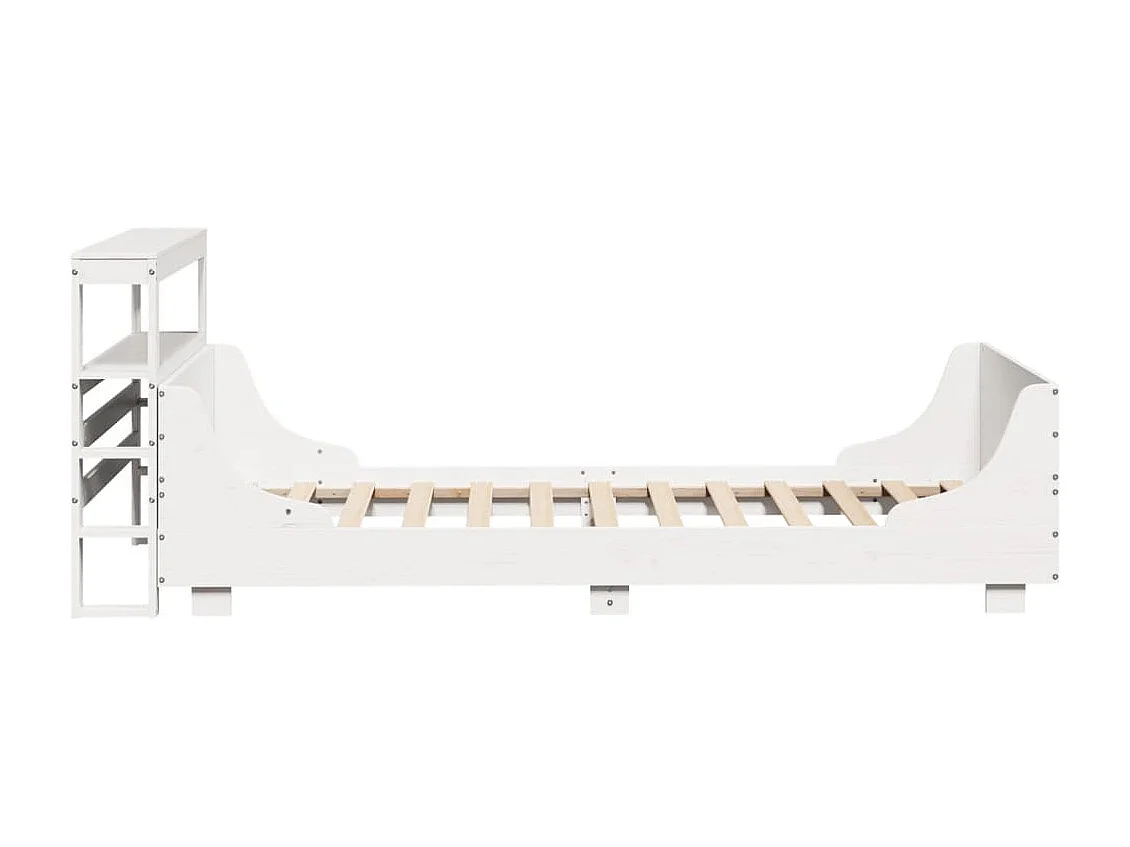 Bedframe zonder matras massief grenenhout wit 90x200 cm