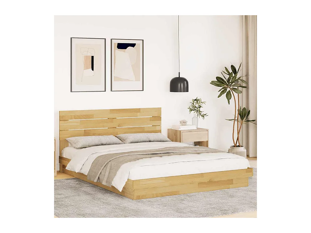 Cadre de lit avec tête de lit sans matelas 150 x 200 cm