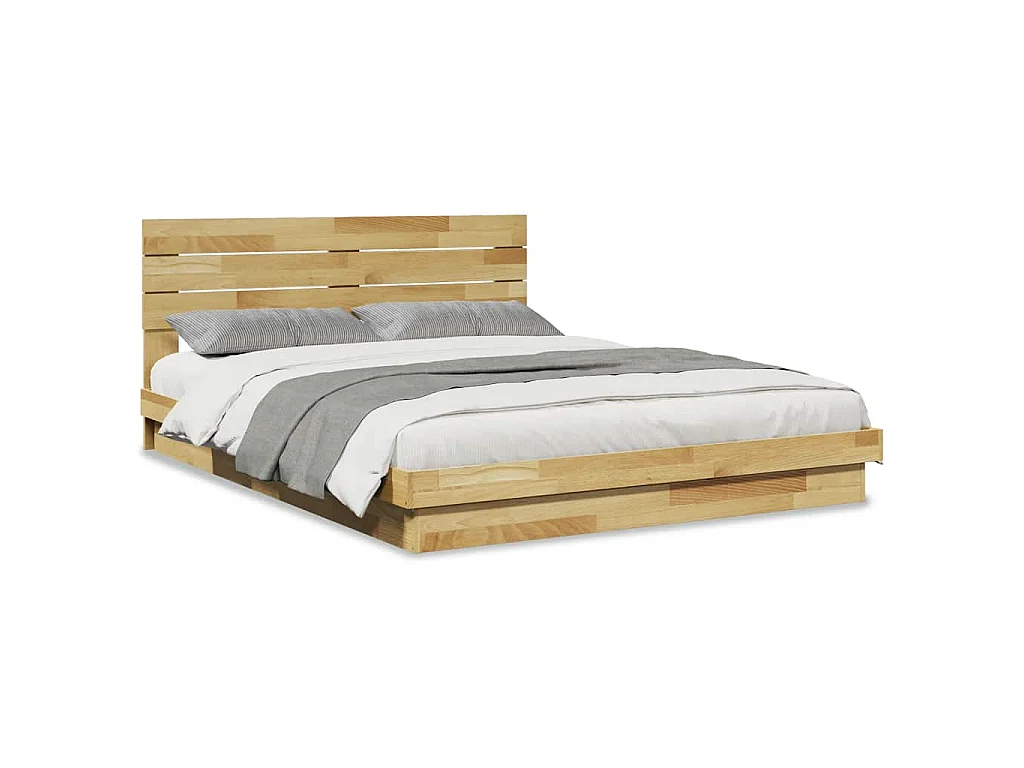 Bedframe hoofdeinde zonder matras 150x200 cm massief hout eiken