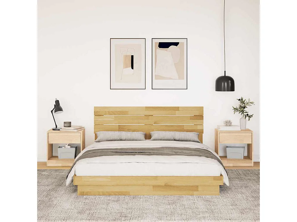 Bedframe hoofdeinde zonder matras 150x200 cm massief hout eiken
