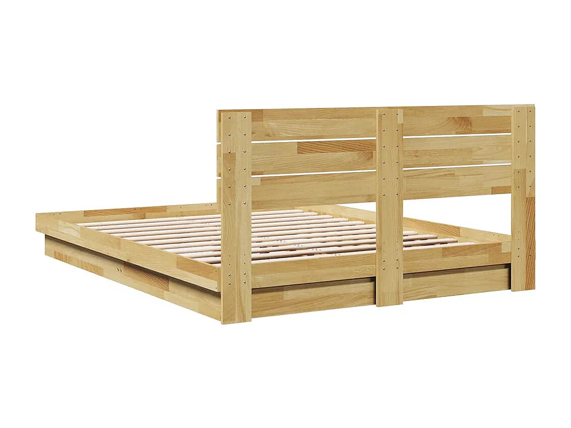 Bedframe hoofdeinde zonder matras 150x200 cm massief hout eiken