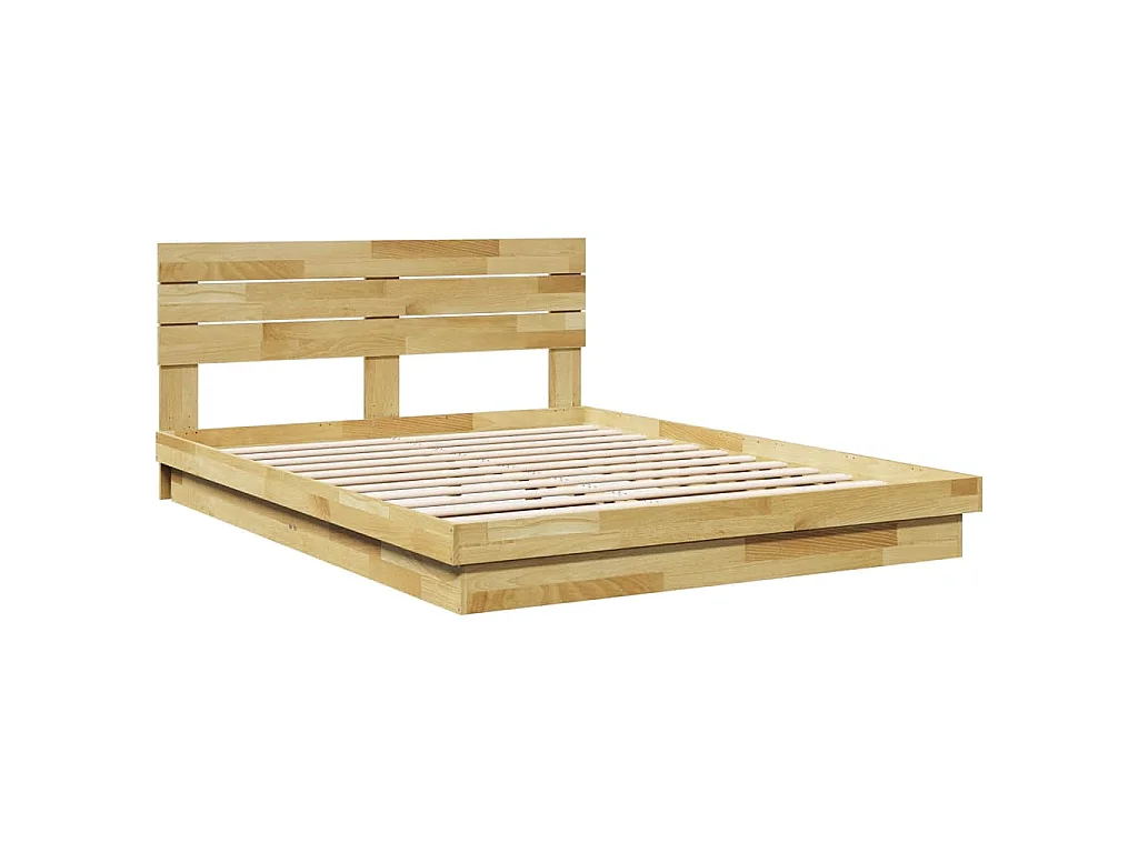 Bedframe hoofdeinde zonder matras 150x200 cm massief hout eiken