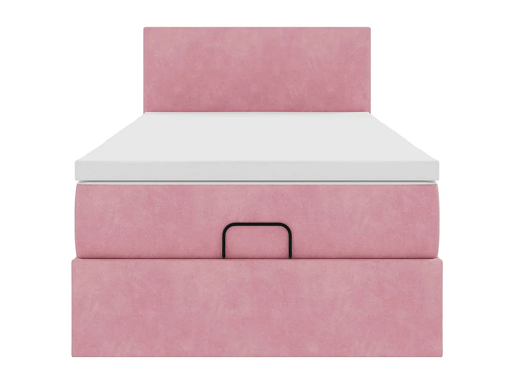 Estructura de cama otomana colchón terciopelo rosa 100x200cm