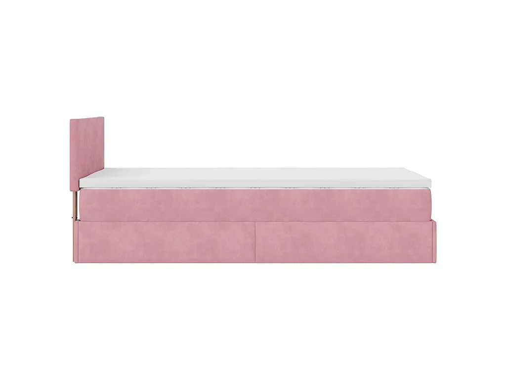 Estructura de cama otomana colchón terciopelo rosa 100x200cm