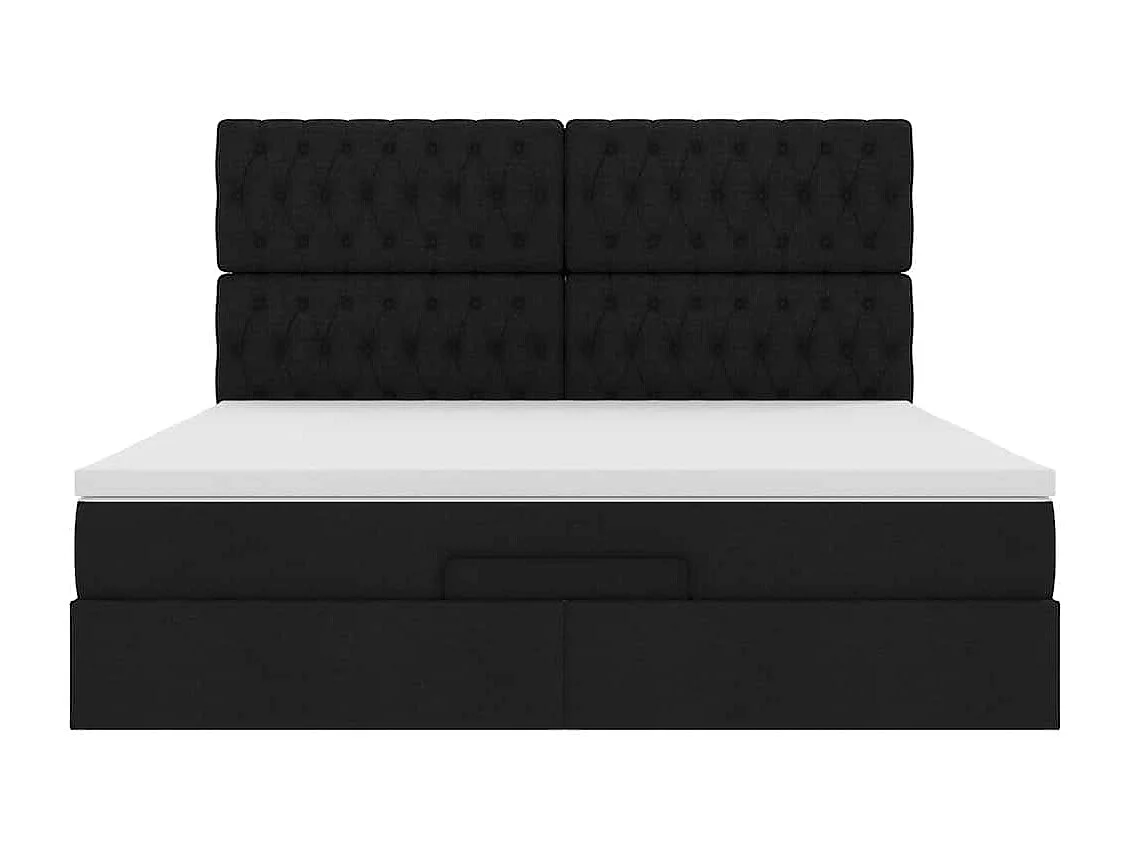 Ottoman-Bett mit Matratze Schwarz 180x200 cm Stoff
