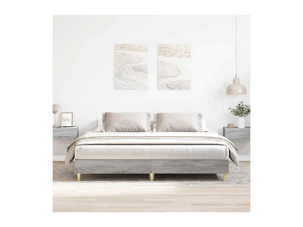 Cadre de lit sans matelas sonoma gris 160x200cm bois ingénierie