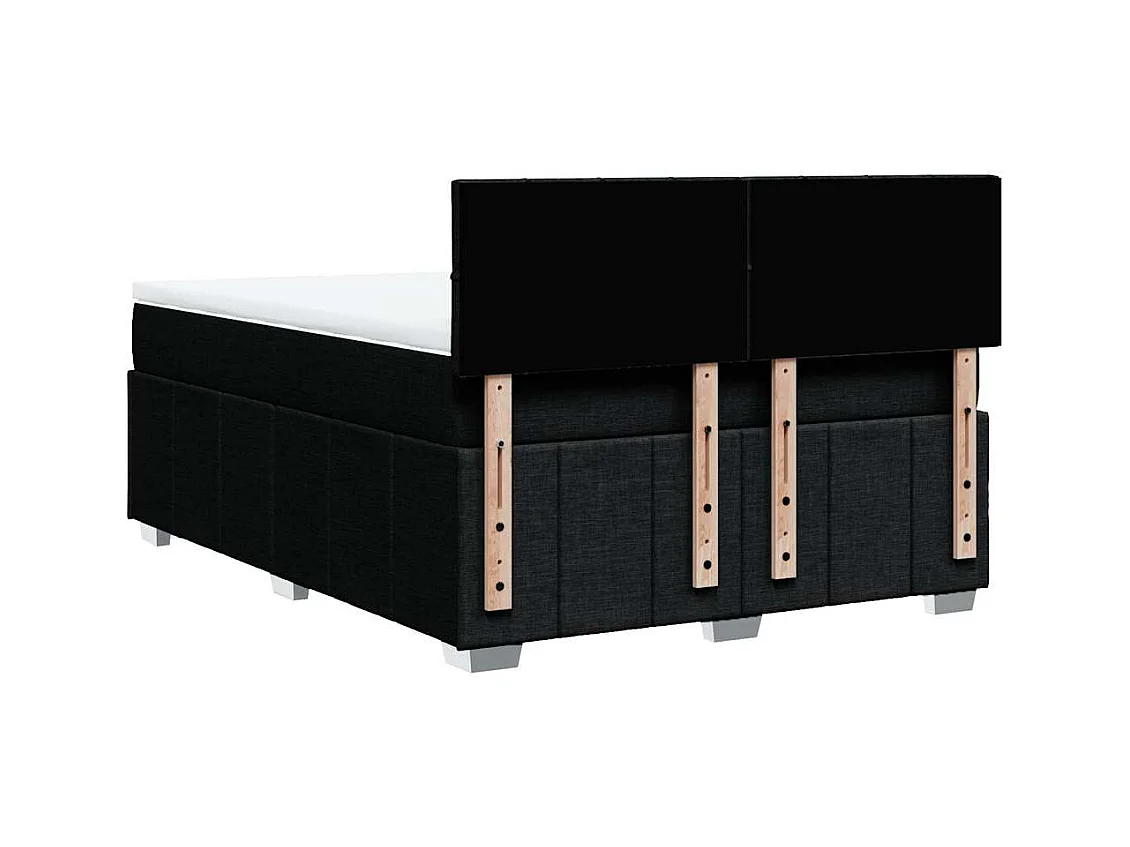 Sommier à lattes de lit avec matelas Noir 140x190 cm Tissu