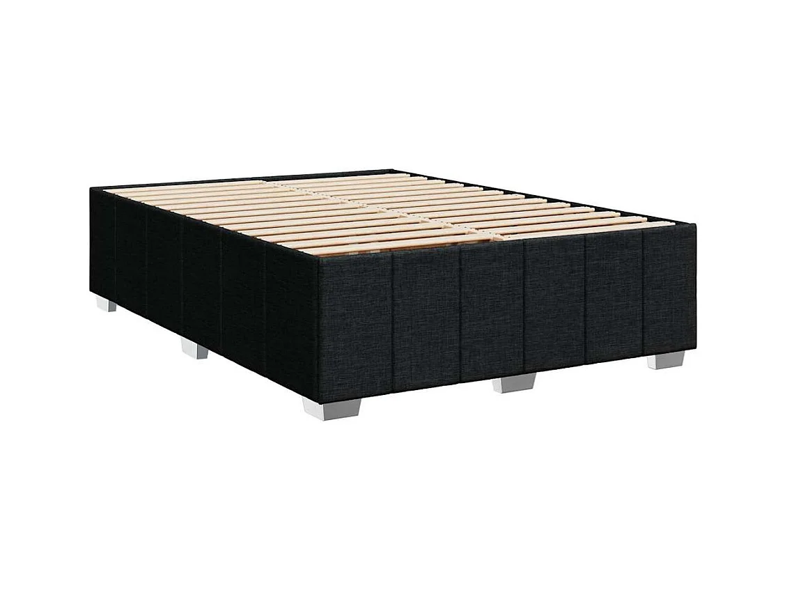 Sommier à lattes de lit avec matelas Noir 140x190 cm Tissu