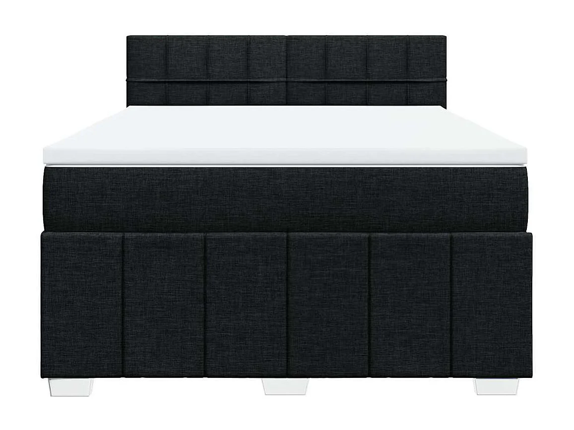 Cama com molas/colchão 140x190 cm tecido preto