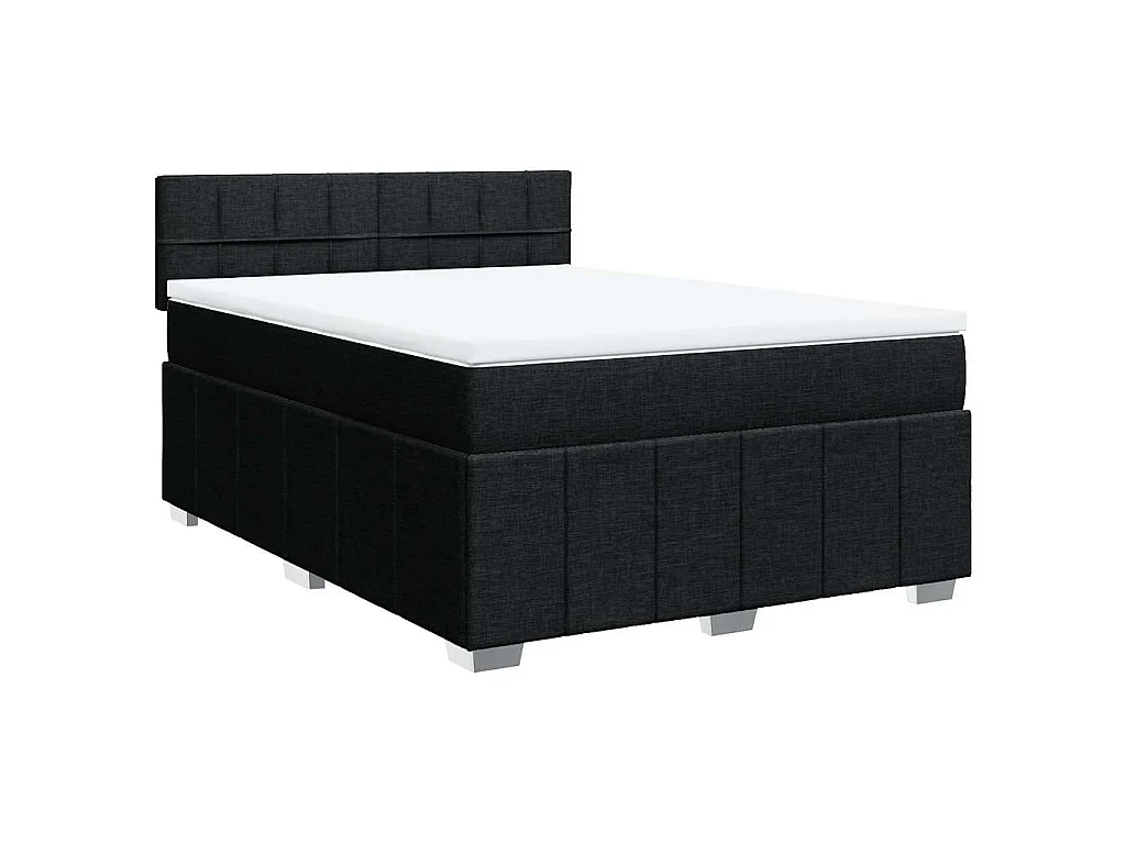 Sommier à lattes de lit avec matelas Noir 140x190 cm Tissu