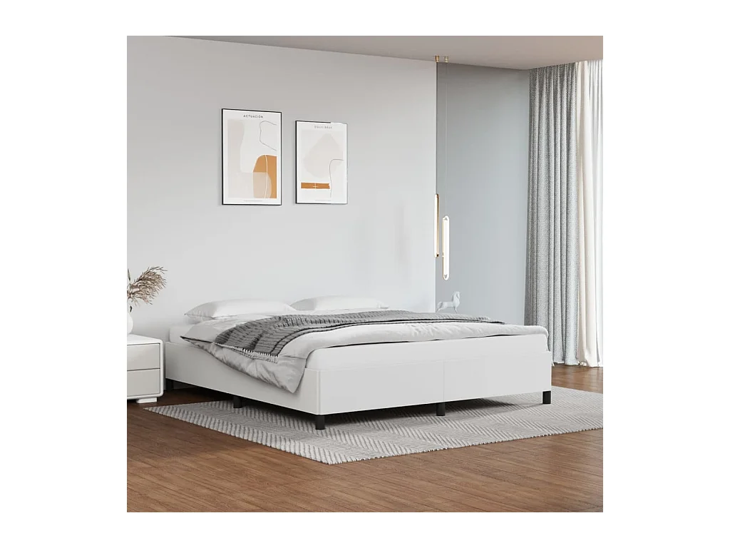 Bettgestell Weiß 160x200 cm Kunstleder