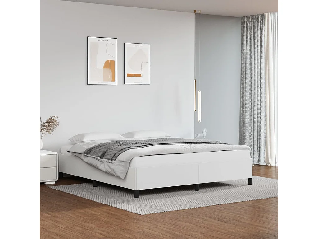 Cadre de lit sans matelas blanc 160x200 cm similicuir