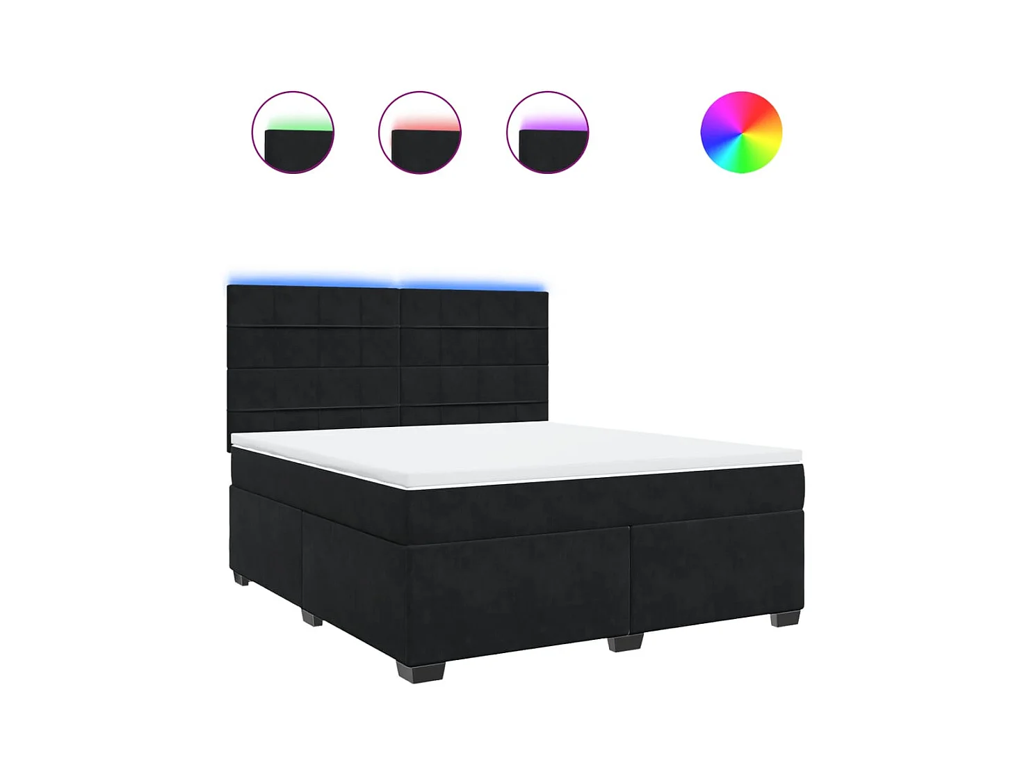 Sommier à lattes de lit avec matelas Noir 180x200 cm Velours